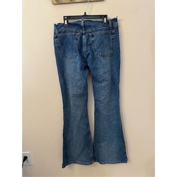 Vintage Y2K Exhilaration Frayed Waist Lace Up Flare Jeans 5 - Picture 5 of 5